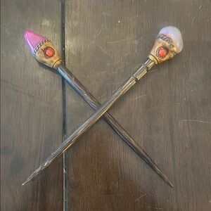 Vintage Tribal Hair Chopsticks with Pink and Red Stones